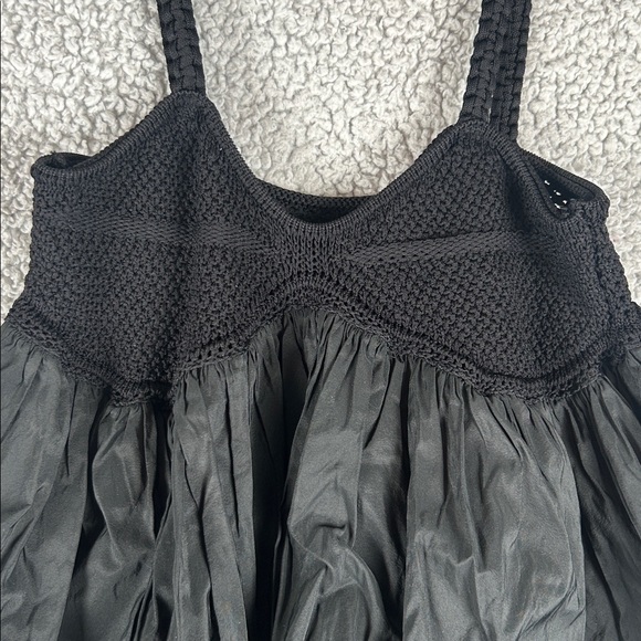 Anthropologie Bubble Crochet Crop Relaxed Black Tank Top Women’s Size XSP - Picture 4 of 16